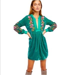 Free People Mia Velvet Embroidered Mini Dress